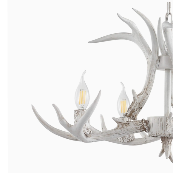JONATHAN Y NWT Eldora Adjustable Resin Antler 4-Light LED Chandelier - Picture 4 of 11